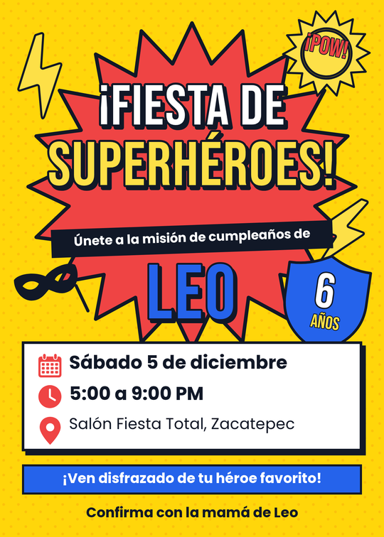 Fiesta de Superhéroes 5×7