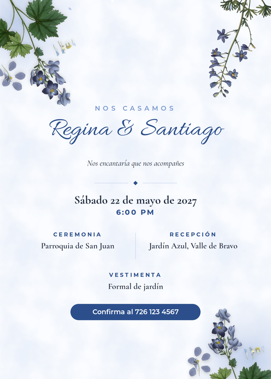 Vista previa del diseño Boda Acuarela Azul