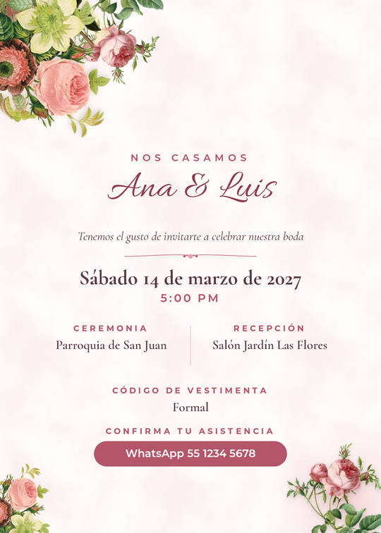 Vista previa del diseño Boda Acuarela Rosa