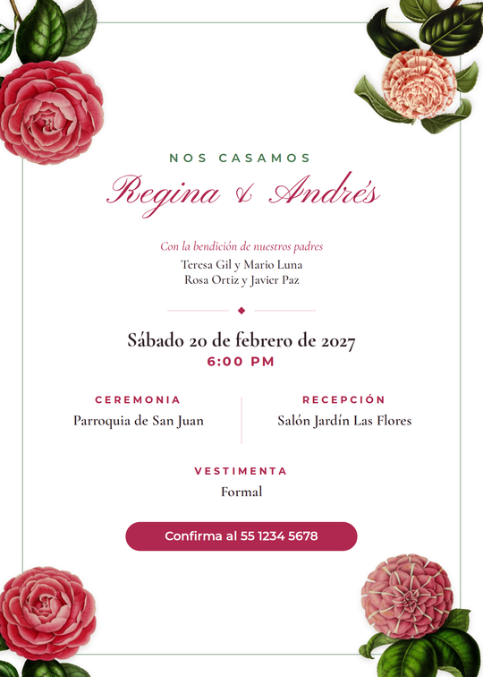 Vista previa del diseño Boda Camelias