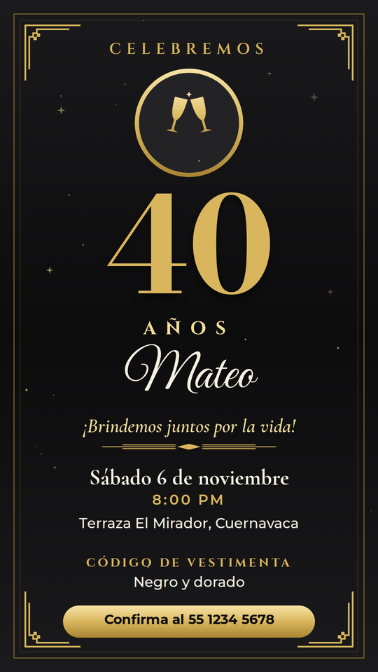 Cumpleaños de Gala Negro y Dorado