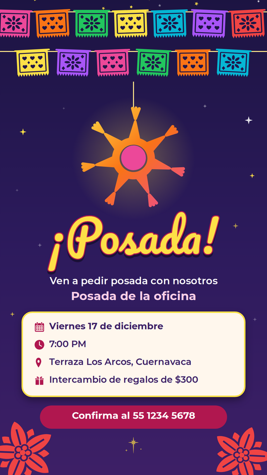 Posada con Papel Picado y Piñata