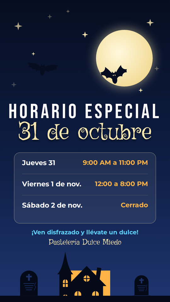 Horario Especial 31 de Octubre