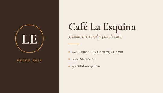 Tarjeta Café La Esquina